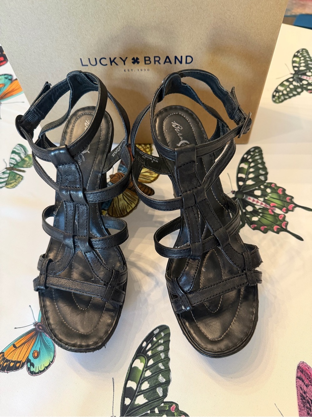 Born Women's Black Strappy Leather Sandals